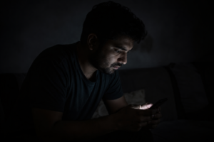 a man using smartphone